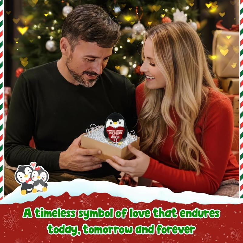 Anniversary Romantic Gifts for Women Men - Positive Penguin Crochet - Birthday Stocking Stuffers Gifts for Couple Boyfriend Girlfriend Husband Wife, I Love You Gift for Him HerFamily of 3 Baby Announcement Positive Crochet with Card