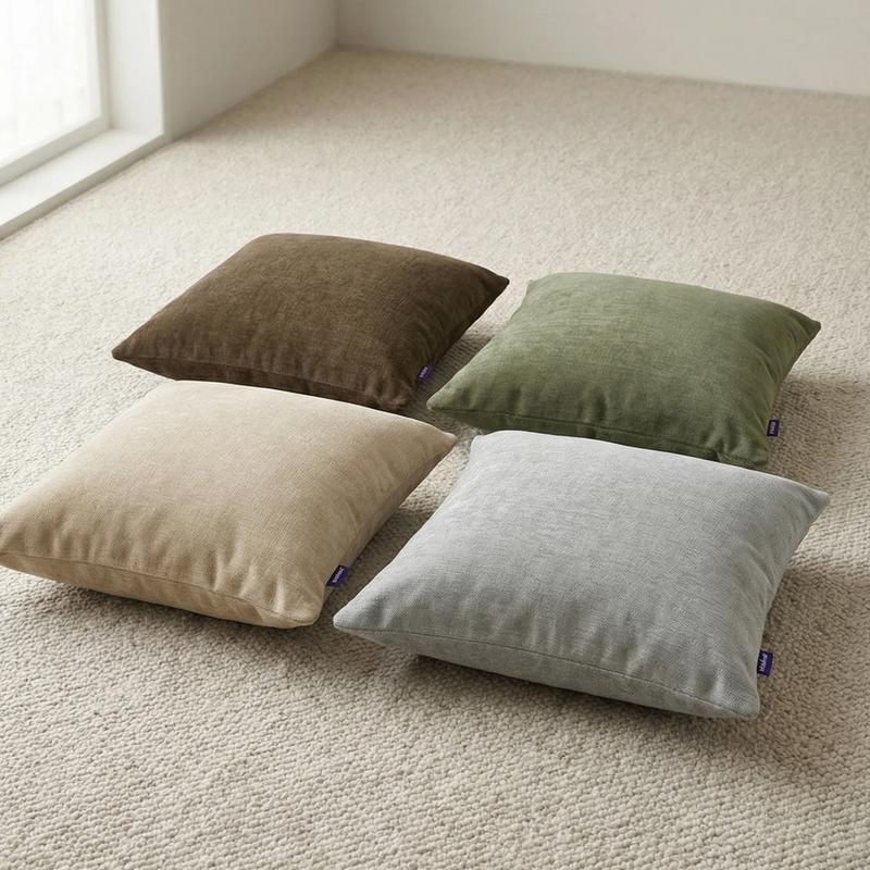 Ellalora Pack Of 2 Modern Farmhouse Soft Chenille Throw Pillow Covers Textured Decorative Cushion Cases for Couch Sofa Living Room Skin Friendly Square Pillowcases with Invisible Zipper 18x18 No Insert