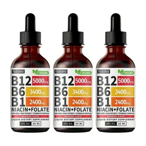 Vitamin B12 Liquid Edible Supplement Drops with B6, B1, Niacin & Folate for Energy, Brain & Heart - Raspberry, & Strawberry 27,200 mcg per Serving, 4 fl Oz