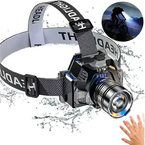 2025 Upgrade Super Bright LED Headlamp Rechargeable - 2000LM Waterproof Adjustable Focus Headlight with 4 Modes, 90° Beam Angle for Hard Hats, Camping, Hiking, Outdoor Exploration - Perfect Christmas Gift for Adults (USB-C Charging)