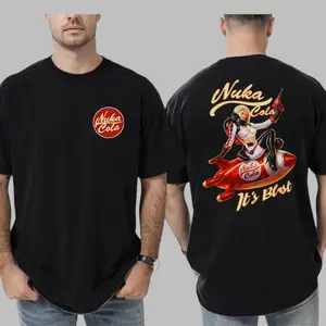 Nuka Cola It’s Blast T-Shirt – Retro Rocket Pin-Up Girl Graphic, Perfect Gift for Fallout Fans and Gamers, Unisex Cotton Tee