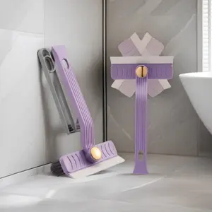 4-in-1 Rotating Bathroom Scrubber – Long Handle & Adjustable, 360° Tile Crevice Brush + Squeegee, No Dead Corner Multi-Purpose Gap Cleaner for Grout, Shower, Kitchen，Window Cleaning Scraper，Window Cleaning Tool