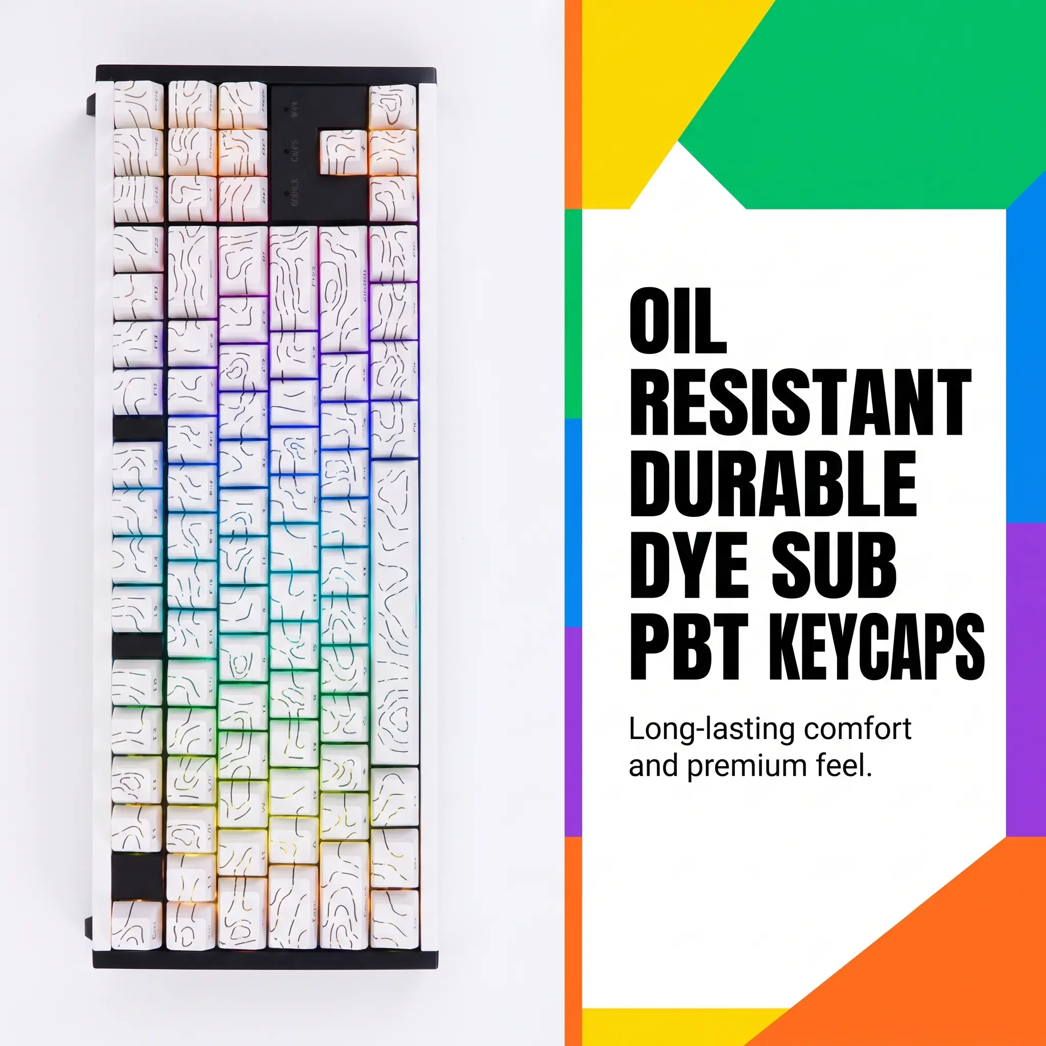 Full Size 104-Key CNC Full Aluminum Mechanical Keyboard, Hot Swappable Wired Gaming Keyboard with White Topographic Lines, Side-Printed Backlighting