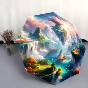 1PC Personalized Folding Umbrella, Creative Style Floating Land, Printed Image Umbrella, Suitable as a Birthday Gift, for Various Holidays, Travel, and Gifting