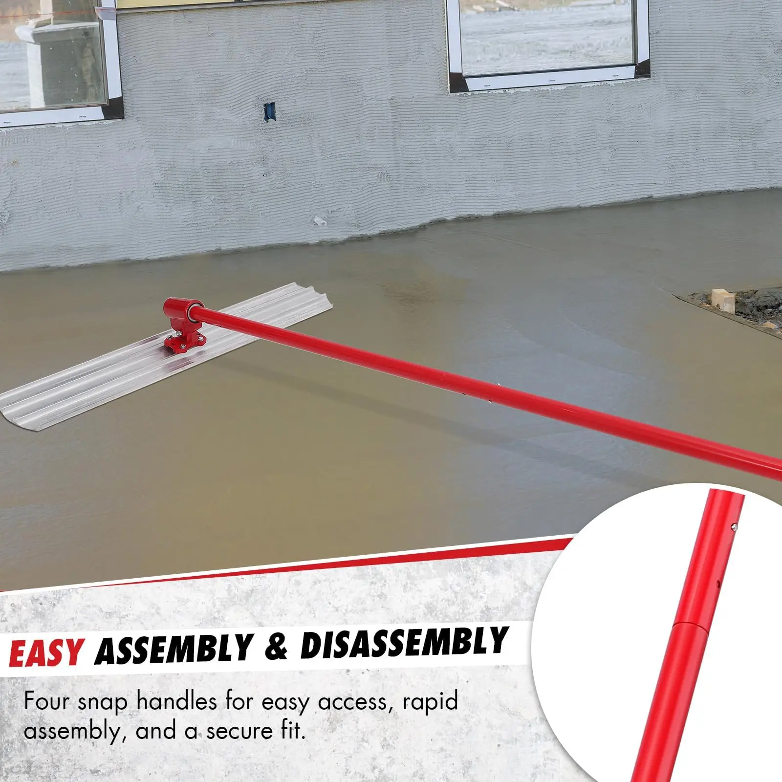 48"x8" Aluminum Magnesium Alloy Concrete Float, Bull Float Concrete Tools, Square Edge Bull Floats with 47.2‘’ Extendable Handles x 4, Concrete Bull Float Tools Kit for Concrete Finishing