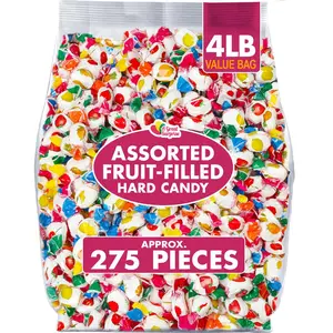 A Great Surprise Assorted Fruit-Filled Hard Candy - 4 Pounds - Bulk Hard Candies - Individually Wrapped - Office Bon Bons for Desk