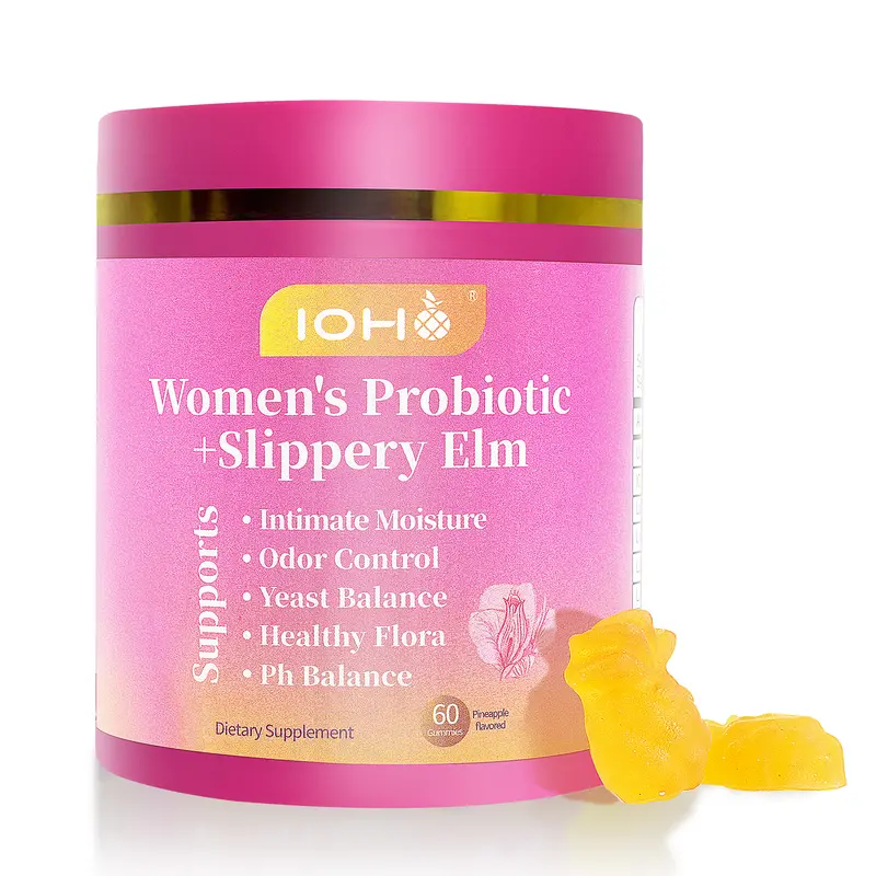 【Gold Plus】IOHO Her Juicy Feminine Probiotics Gummies-All in One Solution with Slippery Elm and Prebiotics&Lactobacillus Probiotic Blend for Women's pH Balance and Dryness-Hawaiian Pineapple Gummies 60 Count women’s probiotics - Supplement Healthcare