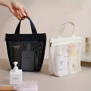 Handheld Mesh Storage Bag, Hollow-Out Bathing Draining Towel Control, Travel Swimming Portable Makeup Beach Bag, Travel Cosmetic Bags, Handheld Cosmetic Pouch
