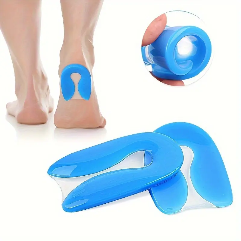 1pair Heel Cups, U-Shaped Orthopedic Foot Pads, Shock-Absorbing Plantar Fasciitis Insoles for Bone Spurs, Non-Electric Comfort Inserts with Anti-Slip Design, Plastic Material