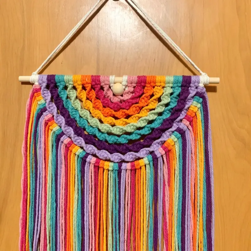 Large Funky Handmade Macrame Rainbow Semi-Circle Wall Hanging