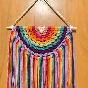 Large Funky Handmade Macrame Rainbow Semi-Circle Wall Hanging