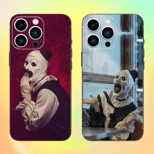Art the Clown Terrifier Horror Movie Phone Case For iPhone 17 Air 16 15 14 13 12 11 Pro Max Plus, Scary Classic Horror Character Design Soft Black Slim Anti-Drop Shockproof Protective Back Cover
