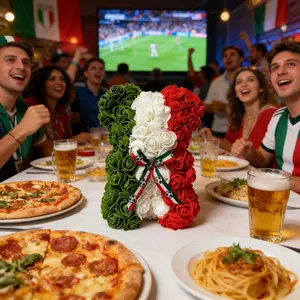 Mexico Flag Eternal Rose Bear, Flower Soccer Ribbon Teddy Bear, Perfect Gift for Mexico Fans, Soccer Party Decoration