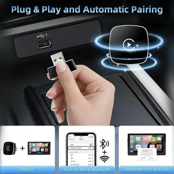 2025WirelesscarplayAdapterforbothAppleandAndroid,FastConnection,NoLatency,convertswiredtowireless,Hands-FreeCallwirelessadapterElectronic 2025WirelesscarplayAdapterforbothAppleandAndroid,FastConnection,NoLatency,convertswiredtowireless,Hands-FreeCallwirelessadapterElectronic