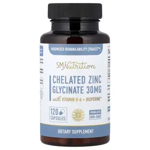 SMNutrition Chelated Zinc Glycinate, 120 Capsules