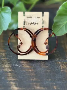 Tortoise Shell Acrylic Earring Jewelry - Cats Silhouette Design