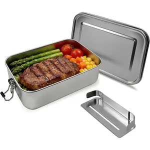 304 Stainless Steel Bento Box 47oz 1400ml Leak-Proof Lunch Box with Removable Divider  Dishwasher Safe  Container for Adults Office Camping Picnic Travel