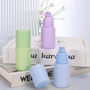 3 Pack Empty Glass Pump Bottle for Oil, 1 Oz Travel Bottles for Toiletries, Frosted Foundation Bottle, Refillable Containers Leak Proof for Lotion, Liquid, Cream, Cosmetic, Essential Oil