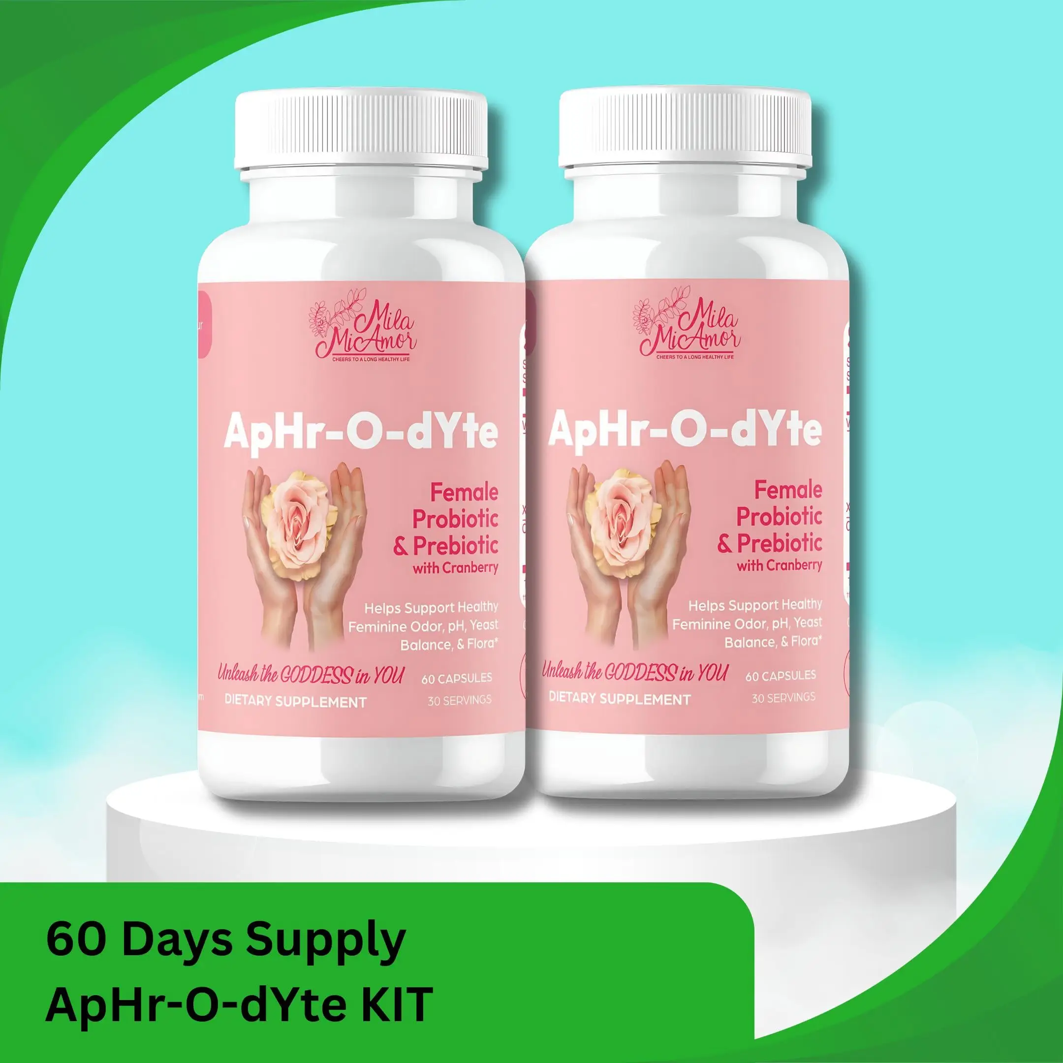 60 Day ApHr-O-dYte Bundle -Female Probiotic & Prebiotic with Cranberry | Gluten...