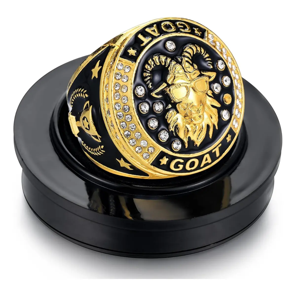 GOAT Championship Trophy Ring with Display Stand Chain Winner Award Gift