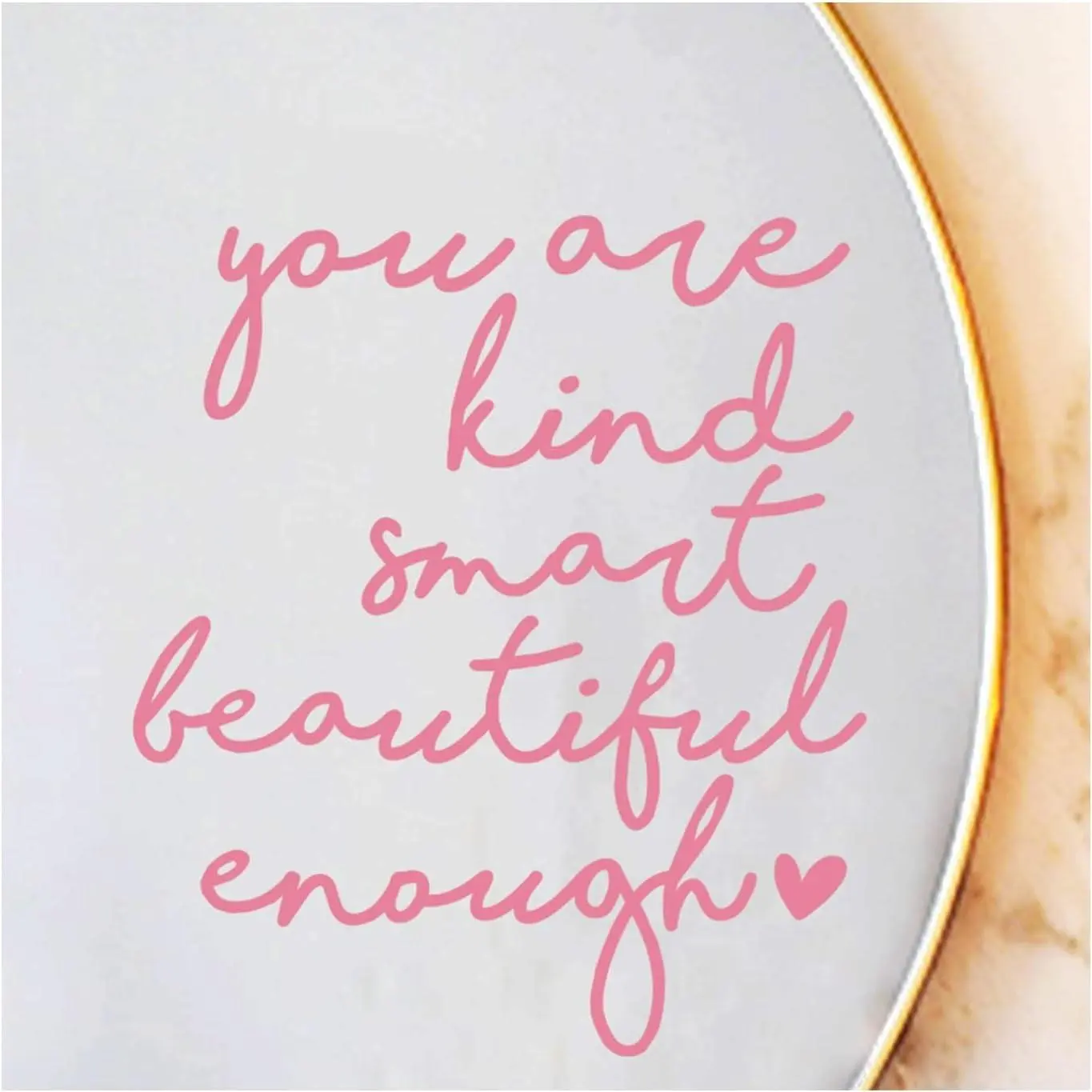 2X Decorative Affirmation Mirror Stickers - "You Are Kind, Smart, Beautiful Enough" Decals for Girls, Positive Self-Love Decor for Bathroom Vanity, Bedroom Mirror
