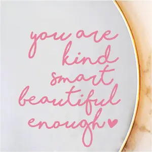 2X Affirmation Mirror Sticker for Girls Teens, You are Kind Smart Beautiful Enough Decal, Positive Self Love Bathroom Vanity Bedroom Mirror Decor for Daughter Student Friend