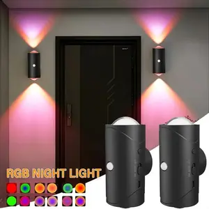 New RGB Motion-Sensing Wall Light| Indoor Lighting Fixture-Ideal for Entryways, Bedside, Bedrooms, Desks, and Wardrobes.Features a Dual-Head Design and Sunset Lighting Effect; Serves as Both General Indoor Lighting and an Ambient Night Light.