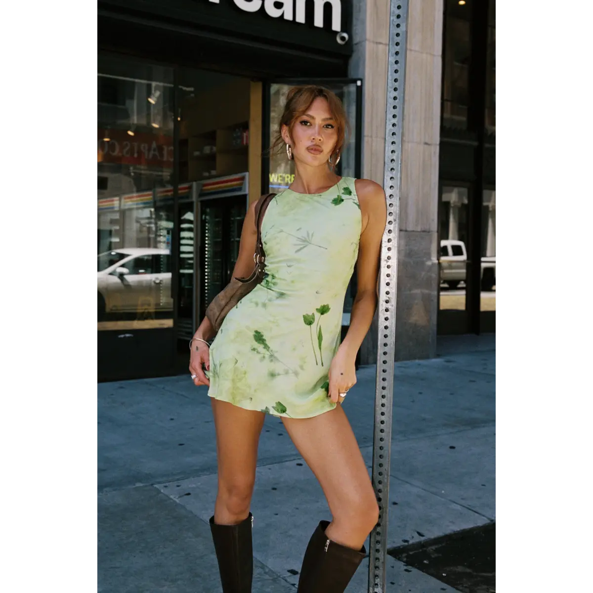 Vivre Mini Dress Green Floral - TikTok Shop