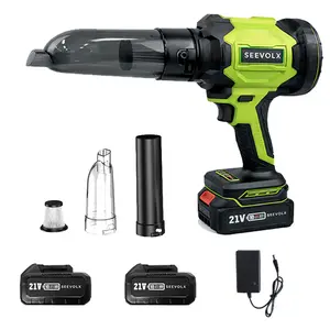 2-in-1 Cordless Leaf Blower and Vacuum - 21V Powerful Electric Blower/Vac with 3-Speed Modes, 2x 3000mAh Batteries for Lawn Garden Patio Car Cleaning, Lightweight Handheld Yard Tool Adjustable metal Power kit cleanup