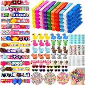 80 Set Cheer Pins Spirit Clips Include 80 Wooden Cheer Colored Clothes Pins 80 Mini Resin Animals, 200 Letter Beads Number for Cheerleading Backpacks Cheer Gifts Bul