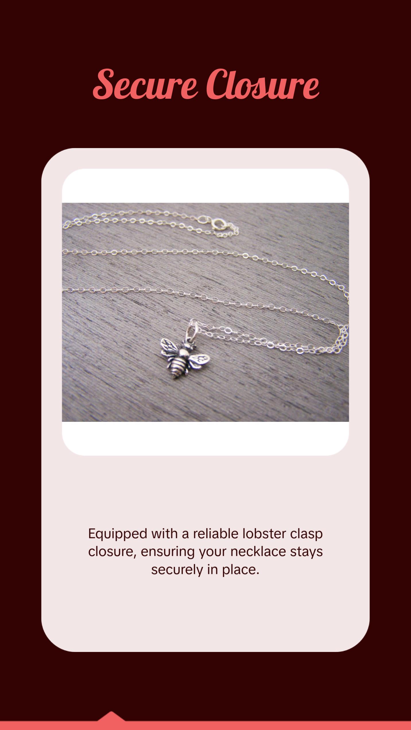 3D Bumblebee Charm Sterling Silver Necklace - Bee Pendant