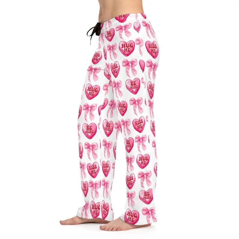 Valentine Pajama Pants, Cute Candy Hearts Pajama Bottoms, Conversation Hearts, Valentines Day Pajamas