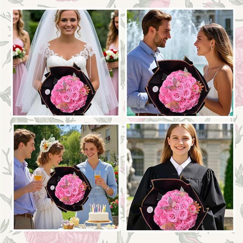 25 Pcs DIY Glitter Roses: Artificial Bouquet of Shiny Fake Flower Bouquet, Perfect for Mothers Day Gift,Anniversary,Weddings