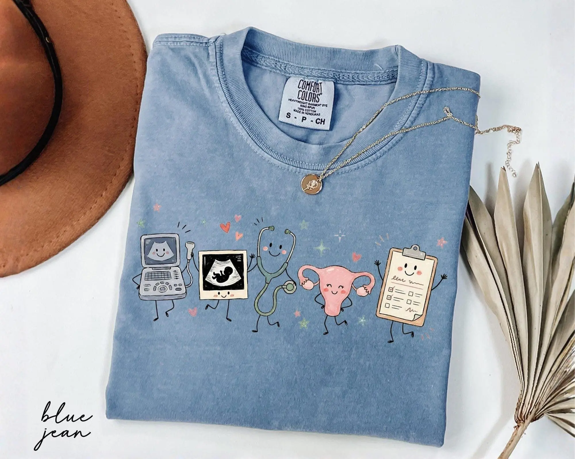 Comfort Colors Obgyn Nurse Doodle Characters Shirt, Obstetrician Tee, Mother Baby Nurse Gift, OB Sonographer Shirt, Gynecologist Tee Gifts