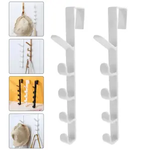 2 Pack Door Hanger Hooks (Black or White) – Multi Hook Organizer for Bathroom, Closet & Entryway, Easy Storage Solution
