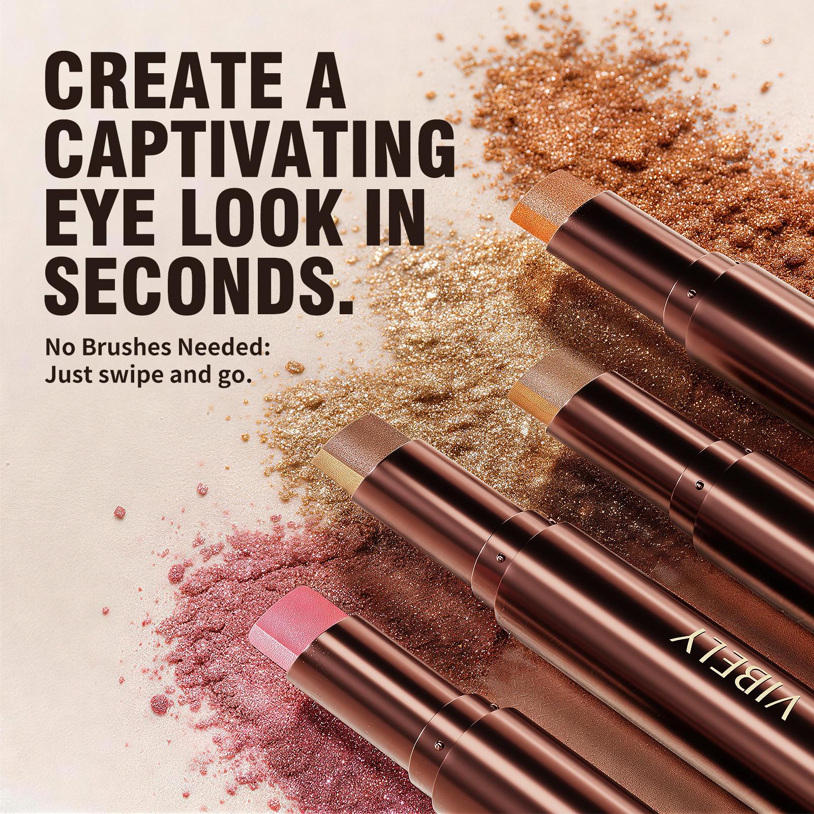 3-in-1 Dual Color Glitter Gradient Eyeshadow Stick - Hypoallergenic, Waterproof, Alcohol-Free, with Primer for Evening Makeup, Easy to Blend, Shimmer Gradient Glow for Effortless Routine, Alt Makeup Pencil