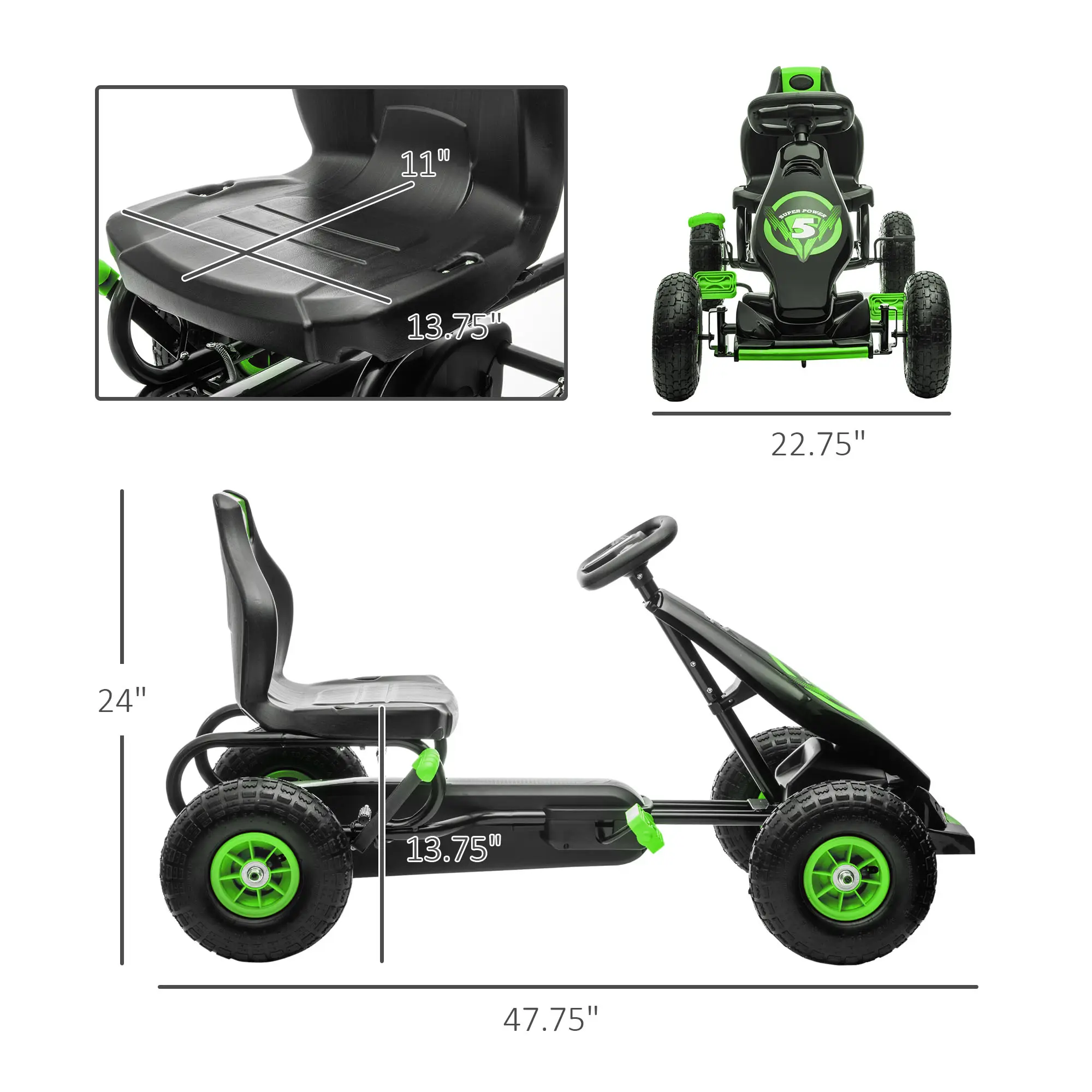 Style 2, Green, Rubber Wheels, 110 lbs, Ages 5-12