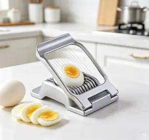 Stainless Steel Egg Slicer – Heavy Duty Wire Cutter for Hard Boiled Eggs, Strawberries, Mushrooms & Soft Fruits – Dishwasher Safe