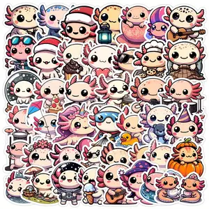 50pcs Cartoon Salamander Series Stickers, Suitable for Faith-based Designs Such As Scrapbooks, Diaries, Laptops, Water Bottles, Cars, Etc., As Gifts with Positive Information