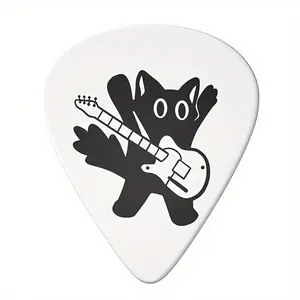 Cat Playing Guitar Pattern Guitar Picks with Keychain, Guitar Pick & Keychain Set, Music Accessories for Bass, Acoustic & Electric Guitar, Guitar Accessories, Music Studio Equipment