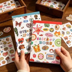 Sticker Book with Over 1300 Assorted Stickers and 50 Sheets with Fun/Colorful/Aesthetic Pack for Scrapbooking Planners or Journals