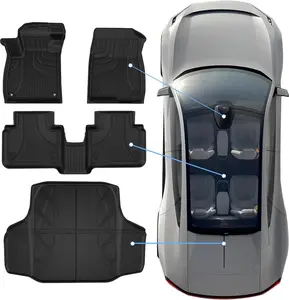 All-Weather Floor Mats & Cargo Liner for 2018-2022 Honda Accord Sedan, Fits Hybrid Models, Custom-Fit Full Set (1st & 2nd Row + Trunk), Sleek Black, Spill-Proof, No Pedal Interference