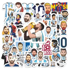 50pcs Lionel Messi Football Stickers Pack, Waterproof Argentina Soccer Star Decals for Laptop, Water Bottle, Skateboard & Luggage, Soccer Fan Gift