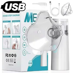 White USB C Rechargeable Ultrasonic Mesh Nebulizer 5 Minute Fast Treatment Quiet Portable Nebulizer for Adults Kids Home Travel Use with Adult Child Masks CE Certified Lightweight