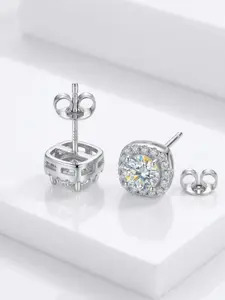 4 Sizes Square Halo Stud Earrings | 0.3/0.5/1/2CT Round Zircon Earrings, for Daily Wear, Prom, Wedding, Bridal, Anniversary, Valentine's Day, Birthday, Holiday & Formal Occasions