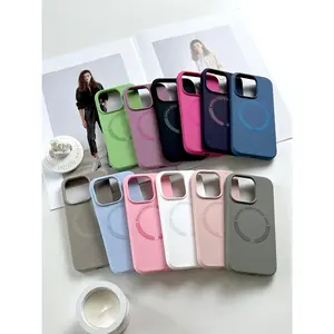 Magnetic phone case suitable for iPhone 16 Pro Max, liquid silicone iPhone 15 Plus, full protection, anti-drop, solid color for 14, simple and stylish for couples, new model for 12 Pro, high-end for men and women, trendy for 11 and 13