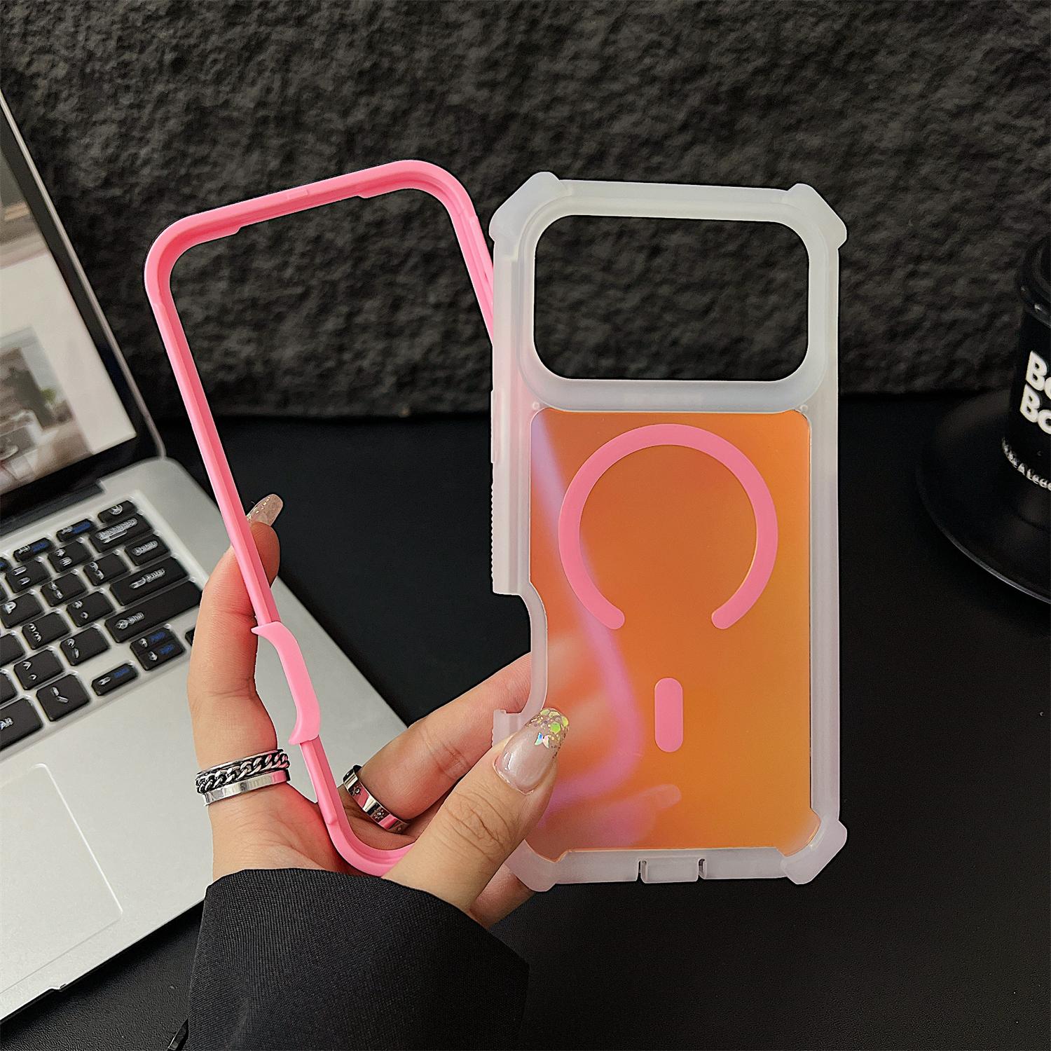 Magnetic for iPhone 17 Pro Max 16 15 14 13 Case,Iridescent Back,[Compatible with MagSafe][Military Grade Drop Protection][Heavy Duty Protection][Non-Slip][Shockproof] 2-Layer Durable Bumper Phone Case