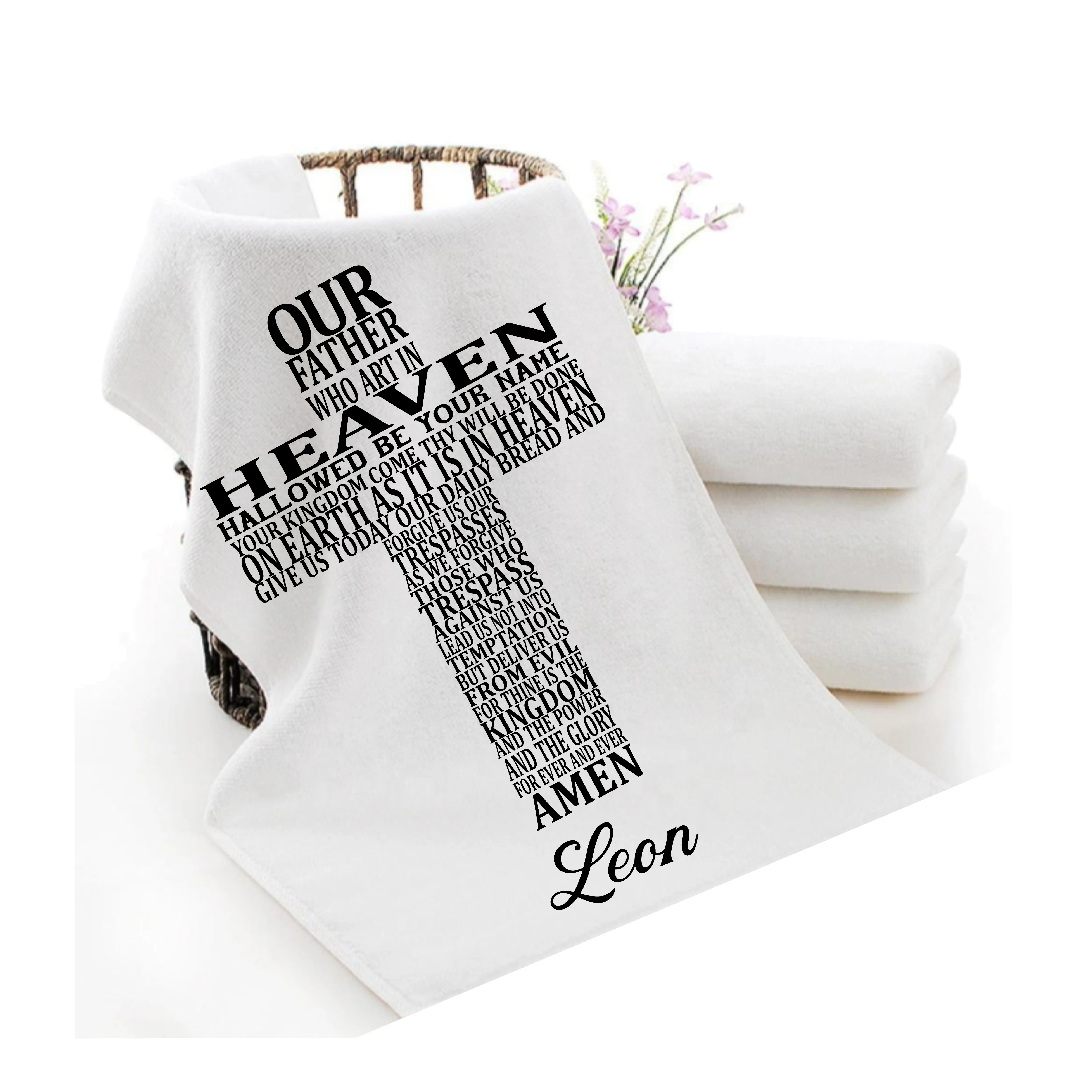 Personalized Towels with Custom Name and Bible verse | Monogram Towels with Scripture Verse