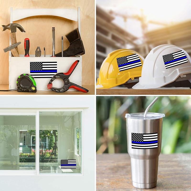 3-Pack Reflective Thin Blue Line Flag Decals (5x3") - Back The Blue Police Support Stickers | Blue Lives Matter Law Enforcement Decals for Car Bumpers & Windows