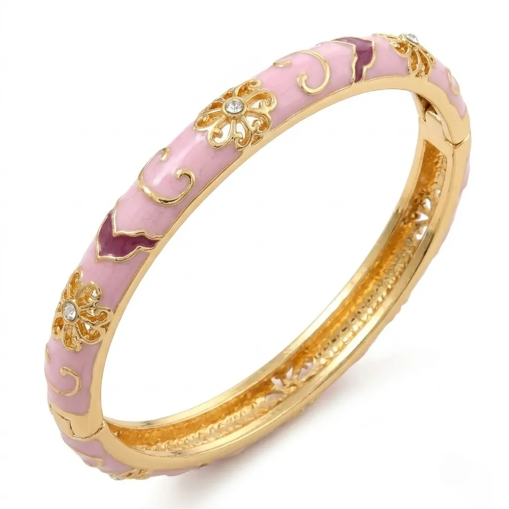 Vintage Cloisonne Bangle for Women, Gold-Tone Enamel Hinged Cuff with Auspicious Cloud Pattern & Rhinestone Bling, Hypoallergenic, Fits 15-18cm Wrist, Bangles, Clouds, Gold Aesthetic, Exquisite Enamel, Bedazzling Bracelets & Bangles
